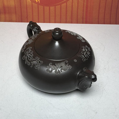 Vintage Chinese Yixing Purple Clay Teapot Zisha Ceremony Carving Collectible Art