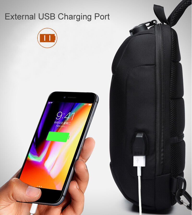 Comb. Lock Charging Port Water Resistant Chest Pack Sling Bag One Strap Backpack