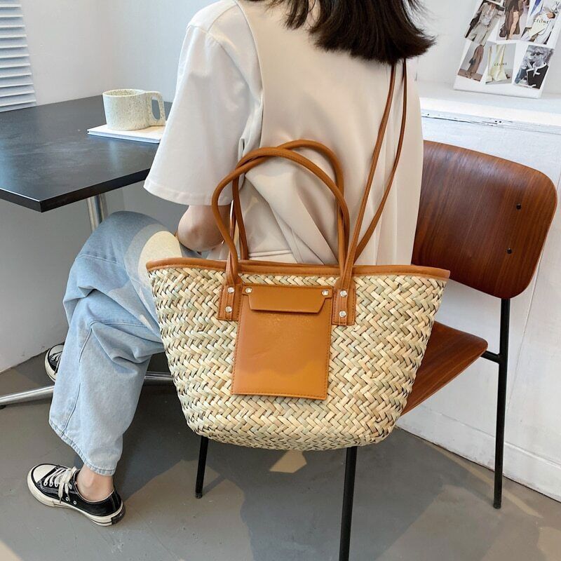 Women Woven Shoulder Crossbody Bag Woman Summer Beach Bag Big