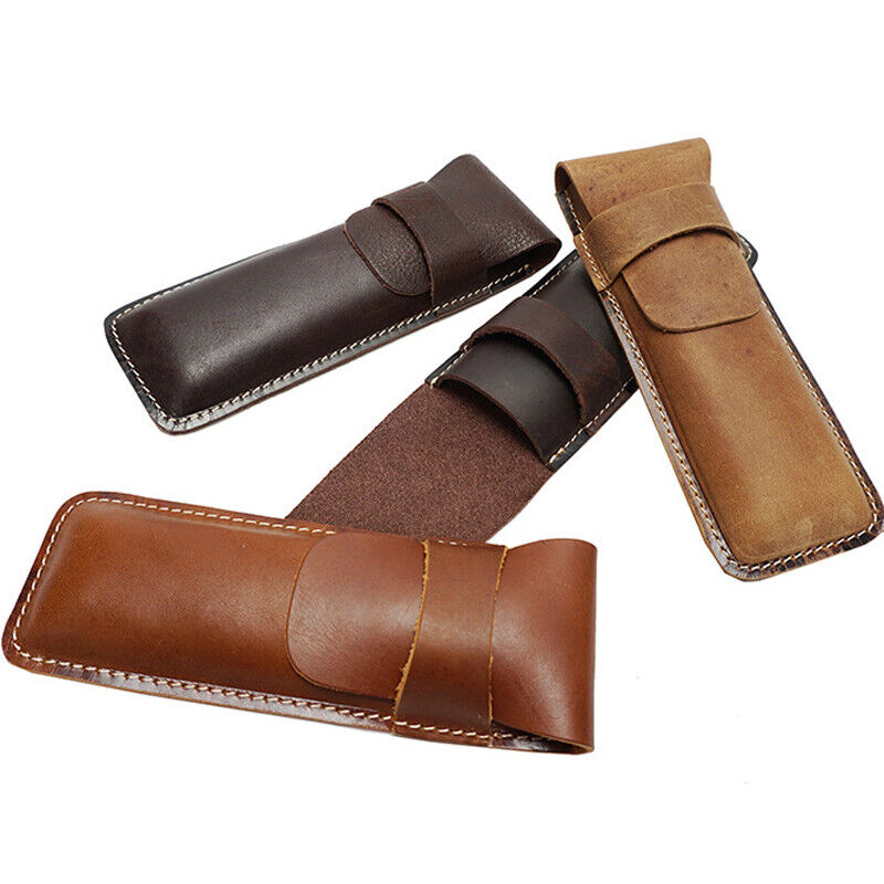 Handmade Cowhide Leather Vintage Pencil Case Pen Bag