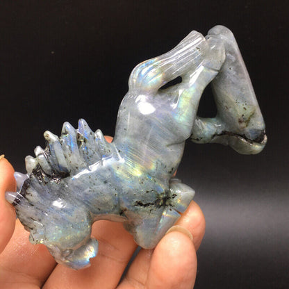 110g \Natural Crystal .labradorite,Hand-Carved.Exquisite horse statues48