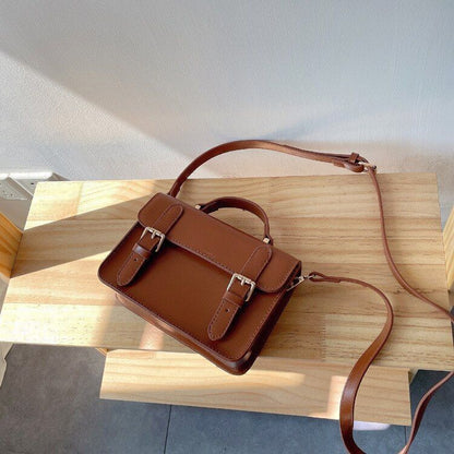 Vintage Handbag Small Shoulder Bag Synthetic Leather Totes Bags Brown Satchels