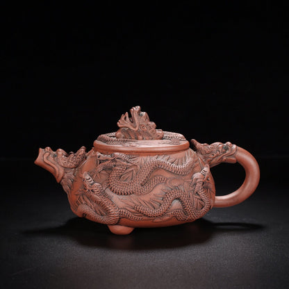 Chinese Yixing Zisha Clay Handmade Exquisite Teapot （九龙石瓢 【底款】顾景舟）