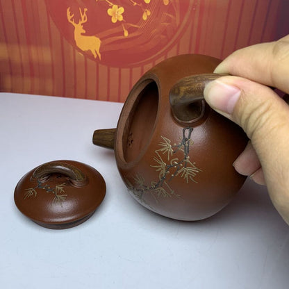 Vintage Chinese Yixing Purple Clay Teapot Zisha Handmade Household Teaware Art