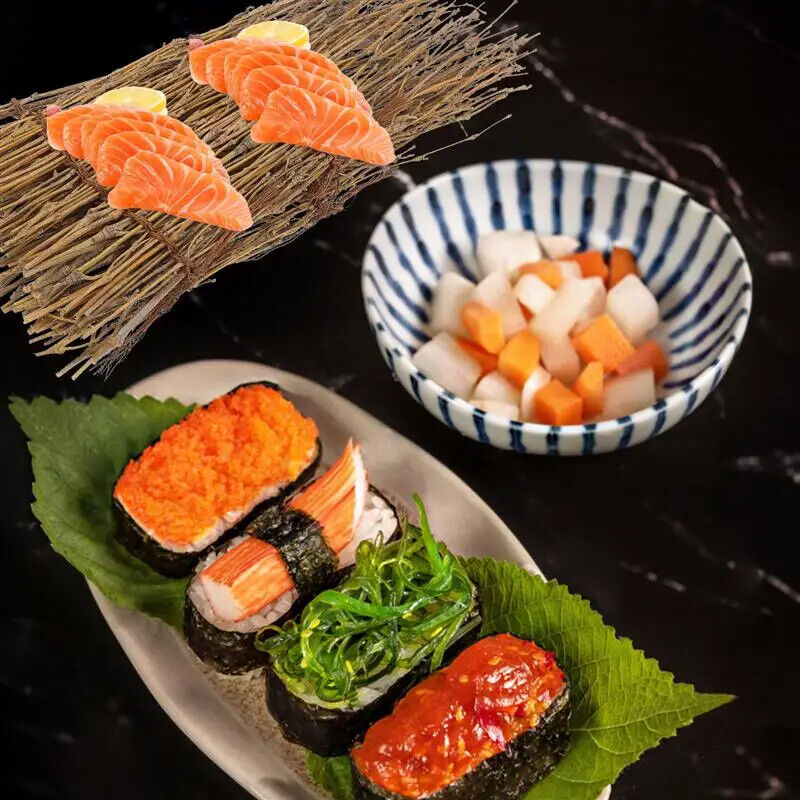 Plates Decor 3Pcs Bamboo Fence Sushi Sashimi Japanese Tray Decorations Landscape