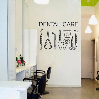 Dental Care Wall Sticker Matte Vinyl Art Removable Dentist Smile Tool Logo Decal