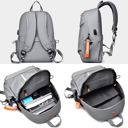 Men's Backpack Charging Bag PU Leather Male Business Travel Bagpack