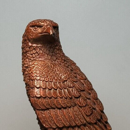 Collectible Chinese Boxwood Carved Exquisite Eagle Statue Figurines Art Ornament