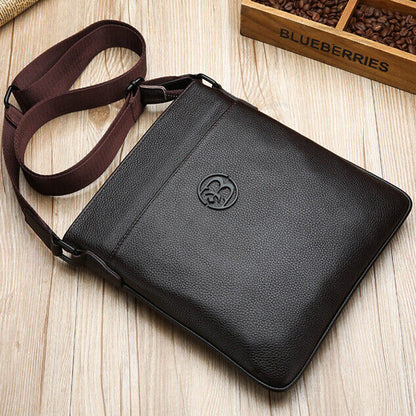 100% Genuine Leather Men's Litchi Sling Shoulder Messenger Bag 10" Business Bag