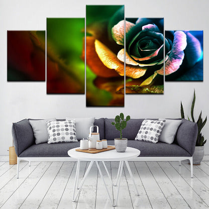 Wall Art HD Printed 5 Piece Modular Canvas Art Color Flower Picture No Framed