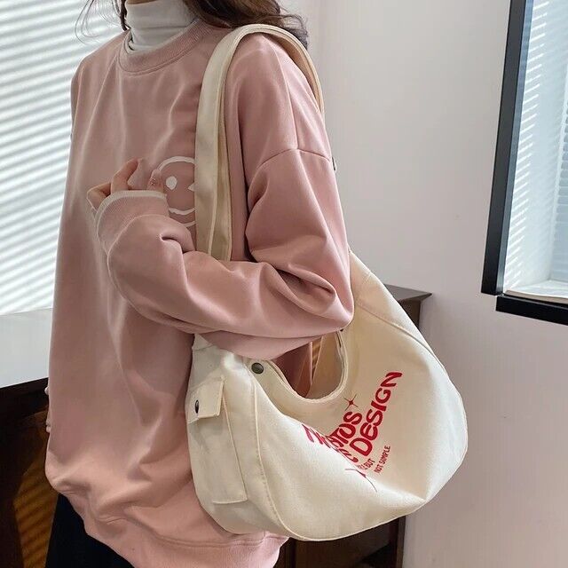 Women's Canvas Crossbody Handbag Shoulder Bag High Quality Solid Color Large