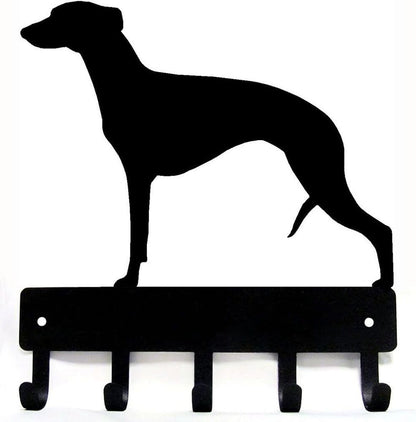 Whippet Dog - Key Hooks & Keychain Holder - 6 inch Wide Metal Wall Art