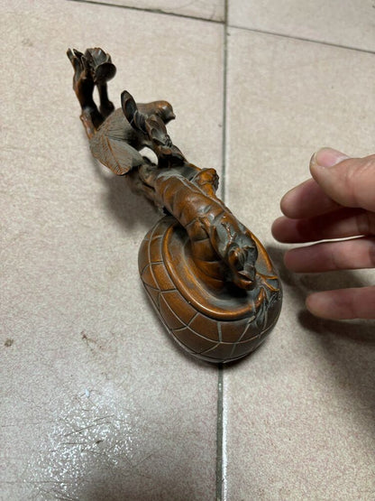 Chinese Boxwood Wooden Bird Carving statue Home Decorative Arts Living Room art