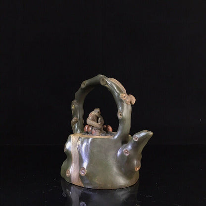 vintage chinese yixing purple clay teapot zisha ceremony carving Collectible art