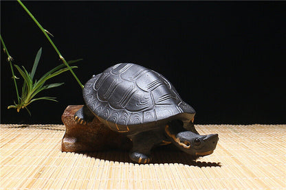 Handmade Artwork Turtle Statue Small Size Yixing Zisha Black Clay Decoration New