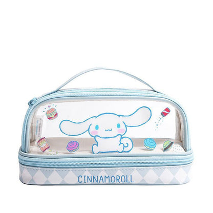 Cute Cinnamoroll Double Layer Pencil Bag Pen Case Stationery Holder Cosmetic Bag