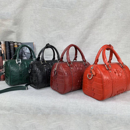 Handcrafted Real Siamese Animals Skin Leather Womens Handbag Pillow Boston Bag