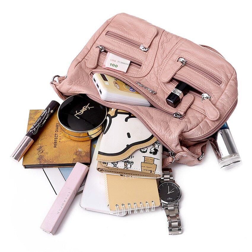 Shoulder Bag Casual Women Bag Leather Crossbody Multi-pocket Ladies Pocket