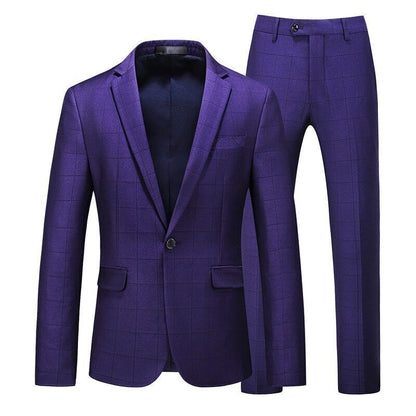 Men Plaid Suits Coat+Pants 2 Pieces Sets Men's Party Wedding Groomsmen Suit