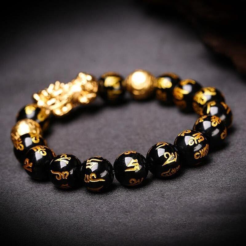 Feng Shui Pixiu Black Obsidian Wealth Bracelet Original 40%off