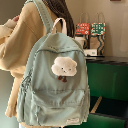 Waterproof Nylon School Backpack Large Solid Color Travel Bag College Schoolbag