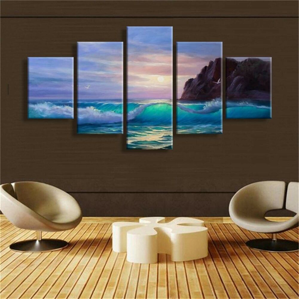 Seascape 5 Pieces Poster and Print Wall Art for Living Room Home Decor Unframed