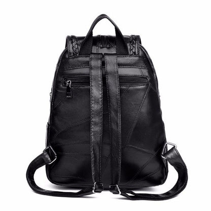 Women's Simple Backpack Travel Soft PU Leather Handbag Shoulder Bags Women Girls