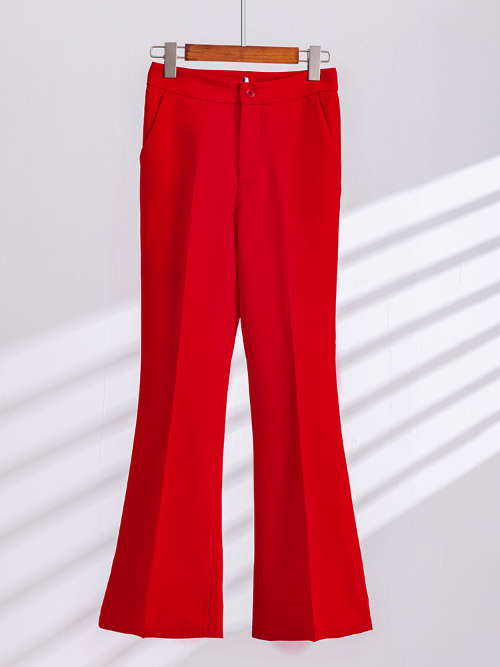 Long Sleeve Women Formal Pant Suit Ladies Red Black Business Wear 2 Piece Set