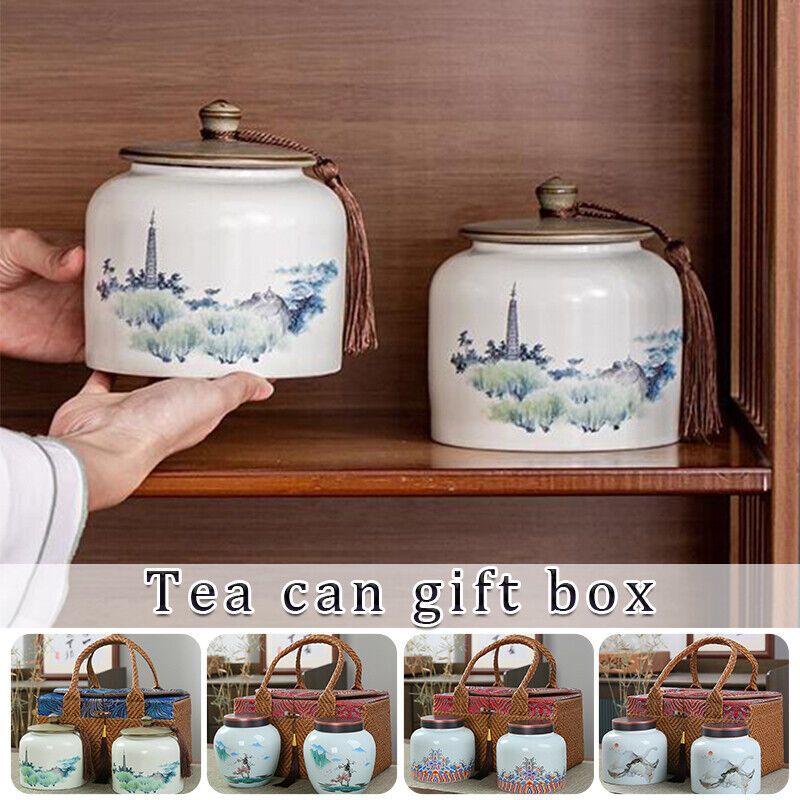 Vintage Tea Packing Boxes Ceramic Tea Jar Package Black Tea Green Tea Gift Box