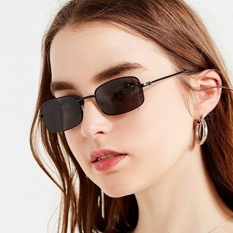Small Sunglasses Square Hiking Retro Transparent Clear Frame Metal Frame Eyewear
