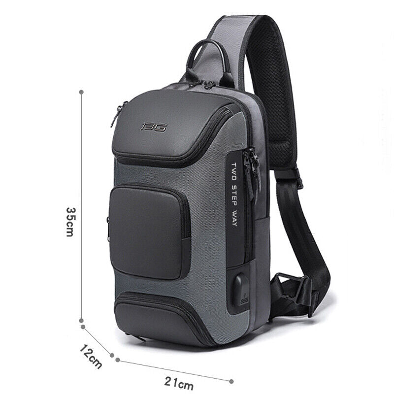 Men's Sling Backpack Oxford cloth Waterproo Crossbody Bags USB Charging Port