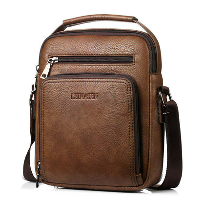 New Men PU Leather Handbag Briefcase Shoulder Crossbody Travel Bag Satchel Pack