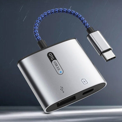 2 in 1 Type C Splitter OTG Adapter USB3.0 Converter Wire Power Cable Wearproof
