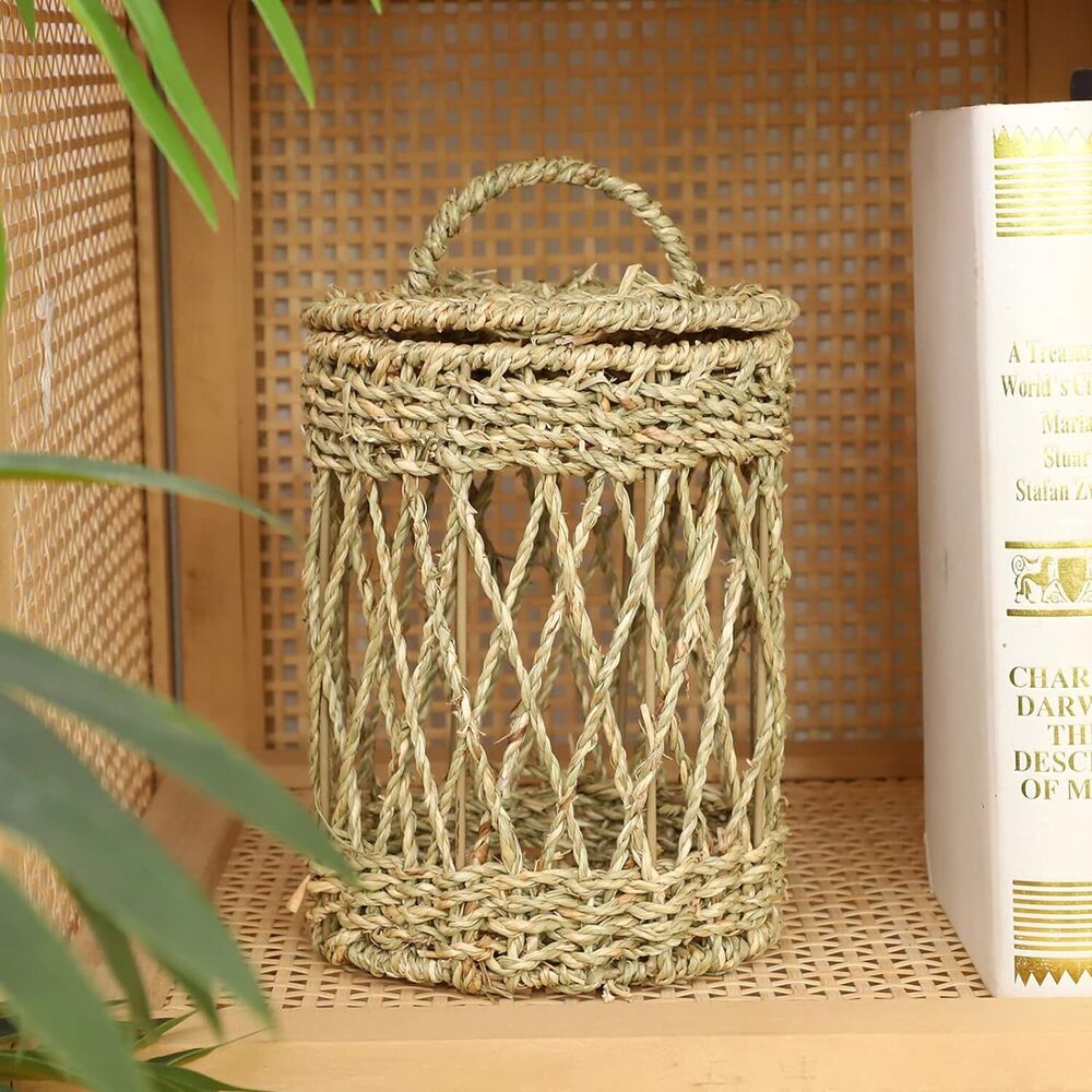 Handwoven Seagrass Basket Storage Home Organization Decoration Bathroom Kitchen