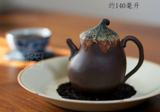 140cc China Yixing Handmade Purple Sand Clay Teapot Eggplant Gong Fu Teapot-