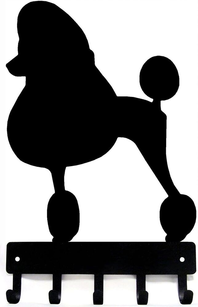 Poodle Dog - Key Hooks & Keychain Holder - 6 inch Wide Metal Wall Art