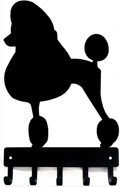 Poodle Dog - Key Hooks & Keychain Holder - 6 inch Wide Metal Wall Art