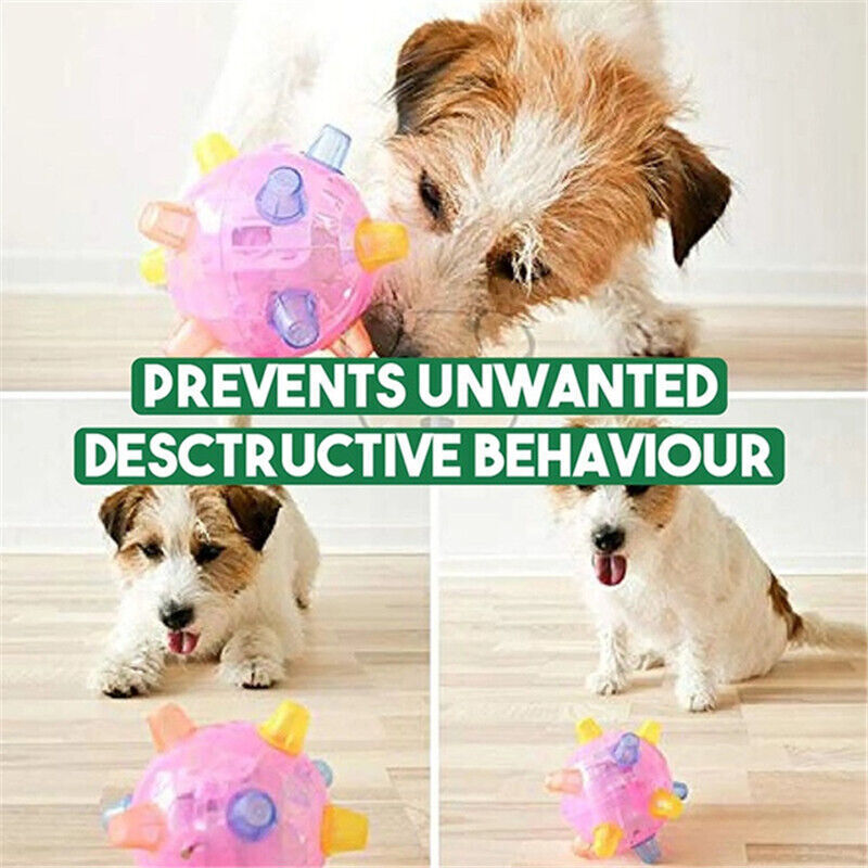 Pet Toys Jumping Activation Ball LED Flash Music Dance Dogs Funny Toy Durable HE
