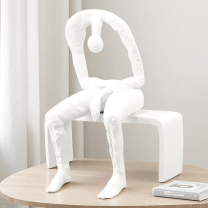 10.6'' Resin Abstract Sitting Man Sculpture Melancholy Home Office Decor Gift