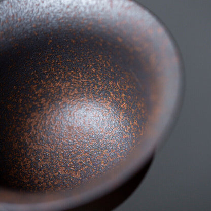 crude pottery gaiwan antique style Chinese ceramic tureen cup bowl saucer lid