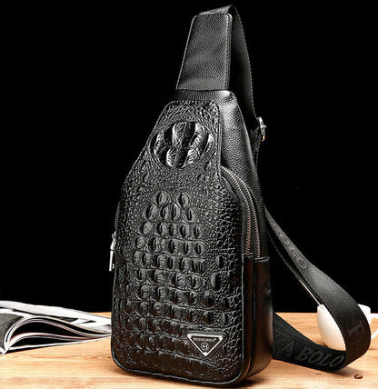 Men's Leather Crocodile Pattern Sling Shoulder Bag Crossbody Bags Clutch Wallet