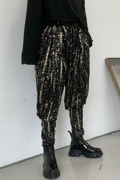Sequins Men Pants Harem Hiphop Baggy Harajuku Gold Stage Party trousers pants