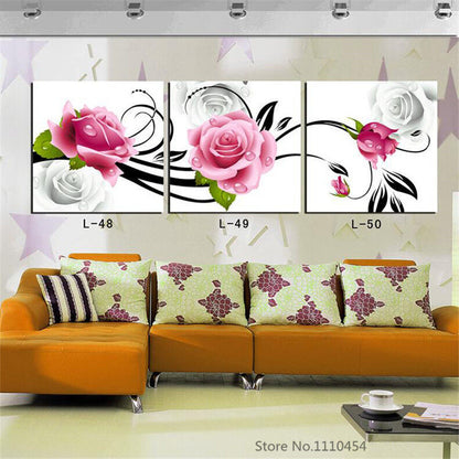 5D DIY Diamond Embroidery Triptych Roses Diamond Mosaic Pictures of Rhinestones