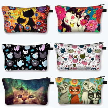 Cute Cat Print Cosmetic Case Makeup Bags Cosmetic Bags Travel Storage Organizers