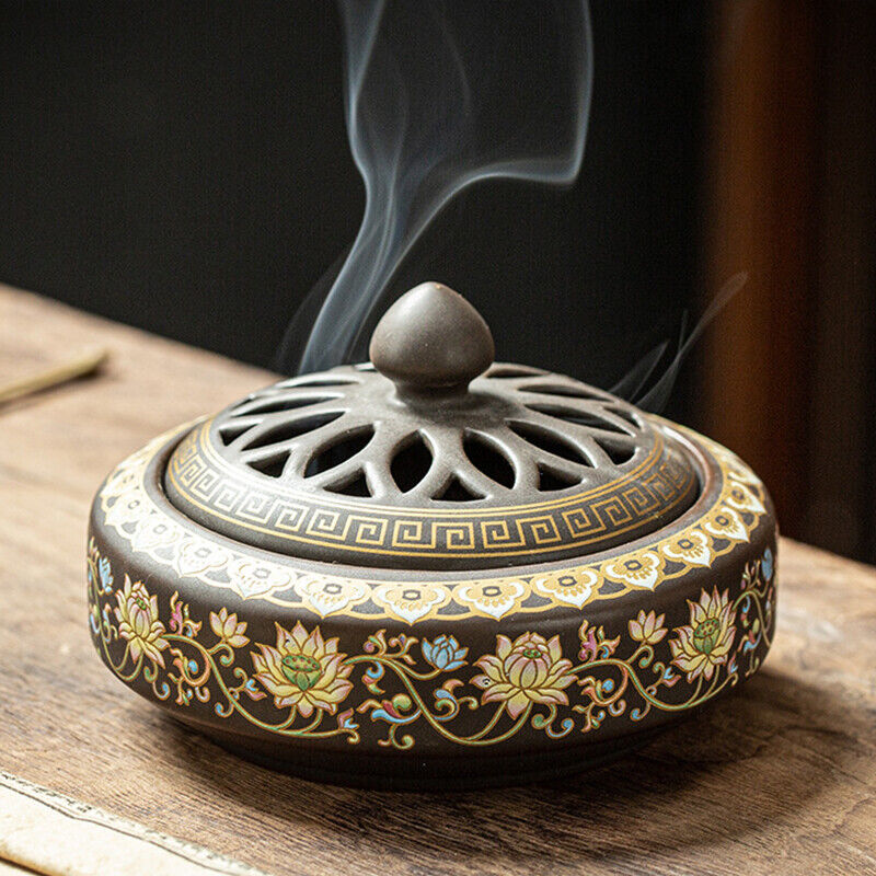 Chinese Incense Burner Ceramic Incense Bowl Indoor Buddhist Home Decor Tearoom