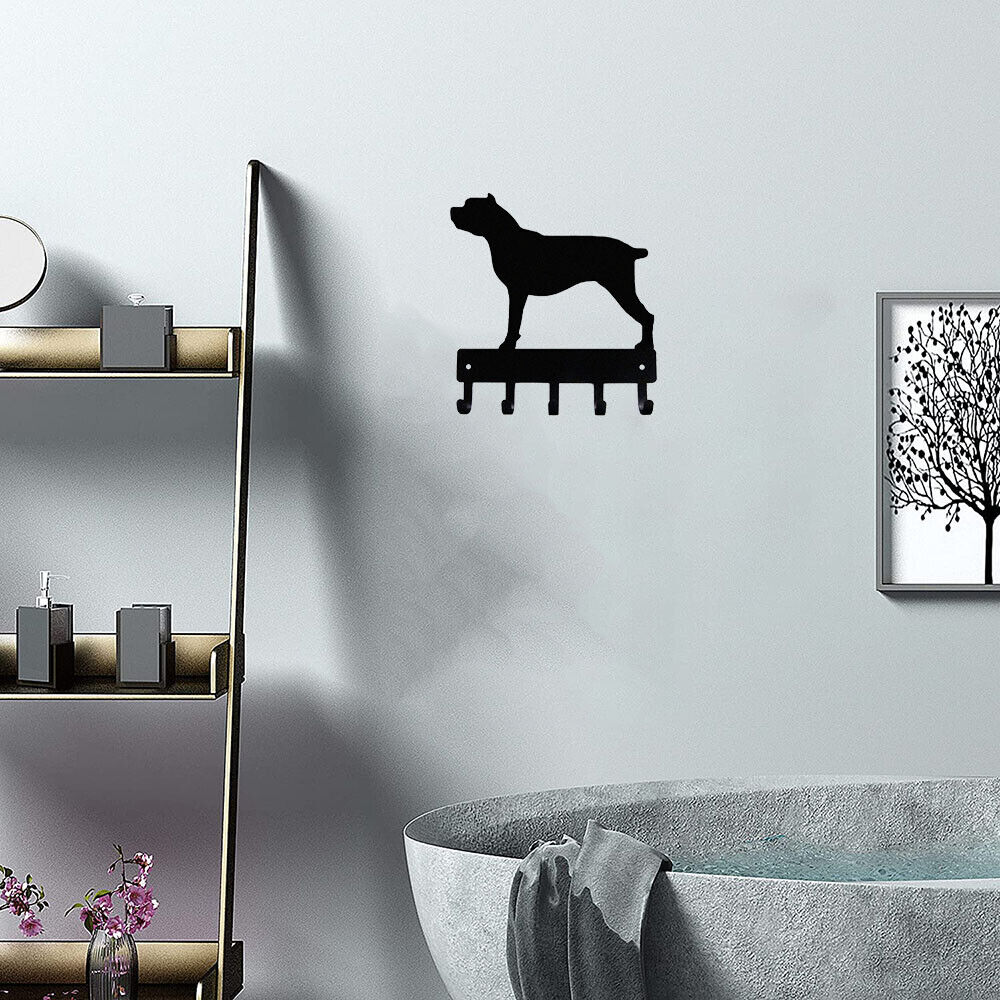 Cane Corso Dog Key Rack & Leash Hanger - 9 inch Wide Metal Wall Art