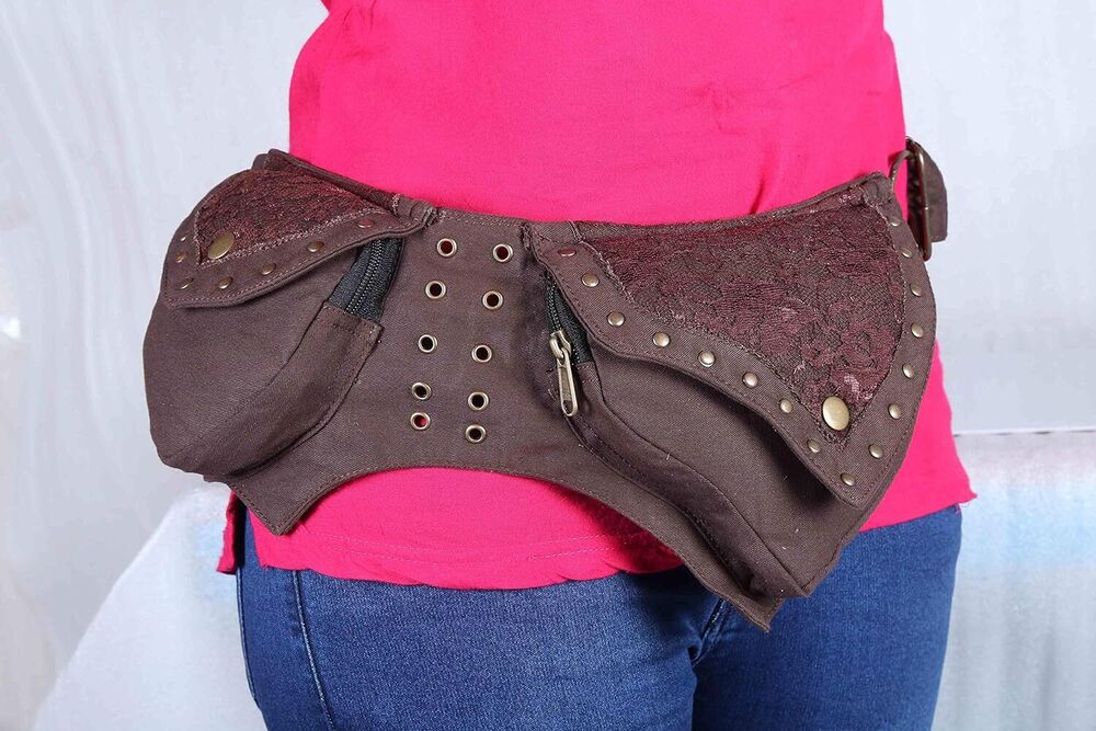 Leather Practical Fannypack Cotton Waistbag Travel Utility Belt Brown