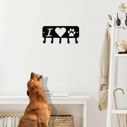 Heart Dog Mounted Hook Up Metal Pendant Wall Art Home Decor Accessories