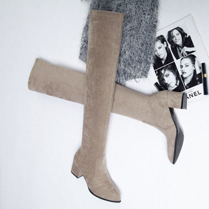 Women Over The Knee High Boots Heels Winter Shoes Elastic Fabric Women Boots