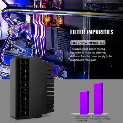 ATX Motherboard Female 24Pin to 24pin Male 90 Degree Power Adapter Mainboard